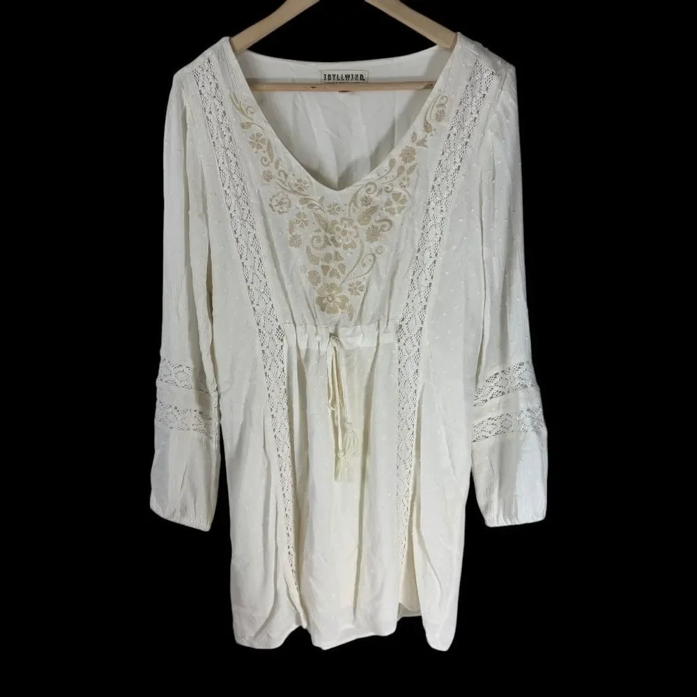 Idyllwind Jessie Western Romance Ivory Women's Mini‎ Dress Sz S